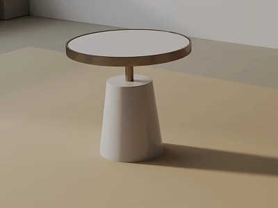 Modern Minimalist Side Table With Round Top And White Cone Shaped Base 3d model