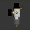 Air Pressure Regulator With Black Knob Yellow Fittings Pressure Gauge And Transparent Bowl