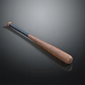 Classic Wooden Baseball Bat With Black Grip Handle On Dark Reflective Background