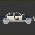 Block Style Police Car Model With Red Blue Sirens Badge And White Blue Body