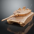 Shiny Golden Modern Military Tank With Long Barrel Turret And Antennas