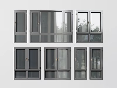 Sleek Modern Casement Windows In Multiple Styles With Metal Frames And Clear Glass 3d model