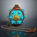 Turtle Shell Shaped Decorative Bag With Turquoise Ornaments Gold Details And Leather Strap