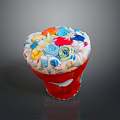 Colorful Rolled Fabric Household Items Neatly Stored In Red Container