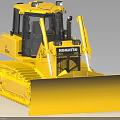 Yellow Komatsu Functional Vehicle With Bulldozer Blade Crawler Tracks And Cab