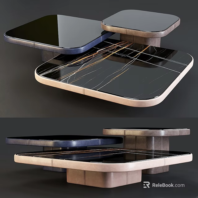 Modern Contemporary Dining Table With Sleek Marble Top And Wooden Frame Design 3d model 