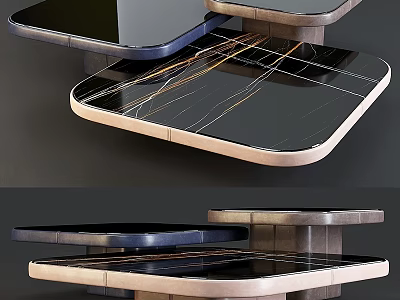 Modern Contemporary Dining Table With Sleek Marble Top And Wooden Frame Design 3d model