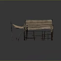 Traditional Canvas Tent Structure With Wooden Poles Ropes And Ground Setup
