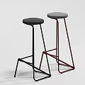 Modern Bar Stools With Metal Legs And Upholstered Seats In Black And Red