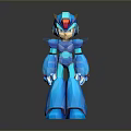 Futuristic Blue Robot Character For Game Or Movie With Armor Helmet Standing On Reflective Surface