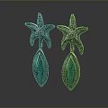 Elegant Starfish Shaped Earrings With Green Gemstones And Sparkling Diamonds Design