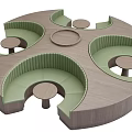 Stylish Modern Public Seating With Circular Multifunctional Sections In Various Color Tones 3d model