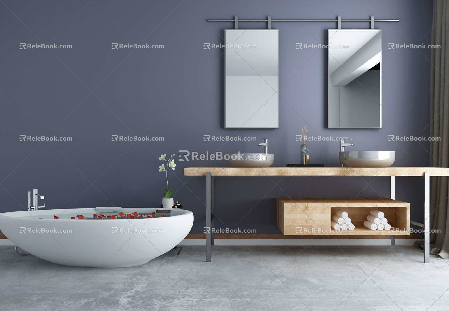 Modern wash basin bath basin cabinet combination 3d model