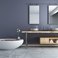 Modern wash basin bath basin cabinet combination 3d model