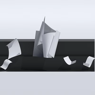 Abstract White Paper Art Installations With Irregular Shapes And Folding Angles On Black Background 3d model