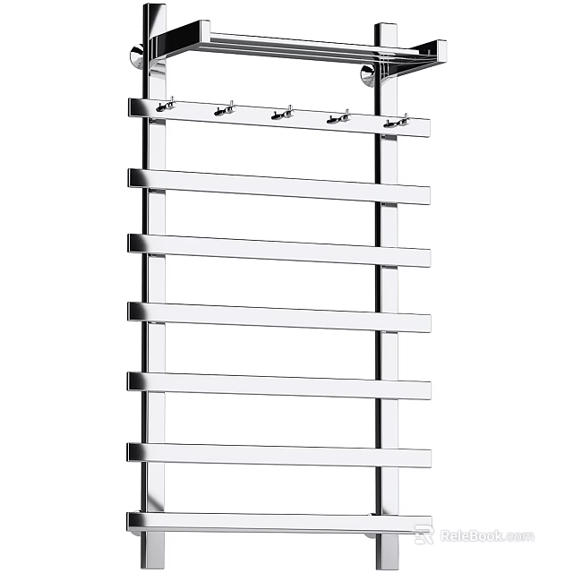 Wall Mounted Stainless Steel Bathroom Cabinet Rack With Multiple Bars For Towel Storage 3d model 