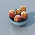 Bowl Of Juicy Peaches And Blackberries On Gray Tabletop Surface