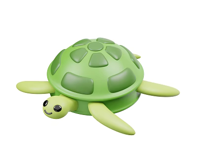 Adorable Green Reptile Turtle Toy With Smiling Face Round Shell And Small Eyes 3d model