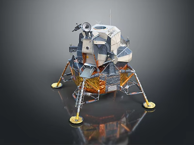 Lunar Module Model Featuring Landing Legs Reflective Surface And Golden Components 3d model