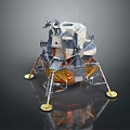 Lunar Module Model Featuring Landing Legs Reflective Surface And Golden Components