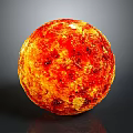Colorful Red Yellow Textured Sphere On Dark Background With Glossy Reflection