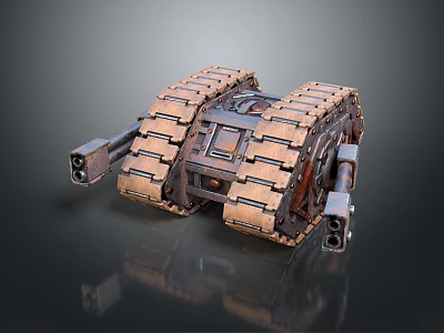 Armored Tracked Military Vehicle With Heavy Duty Tracks And Dual Weapon Systems 3d model
