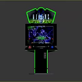 Arcade Game Machine With Dual Gun Controllers Game Display Screen And Green LED Light Accents