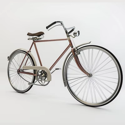 Vintage Bicycle With Classic Design Brown Frame Black Handlebars Large Wheels And Headlight 3d model