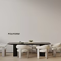 Poliform Modern Dining Table Set With Upholstered Chairs And Minimalist Design 3d model