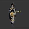 Abstract Futuristic Weapon Design With Colorful Patterns And Reflective Base