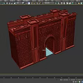 Detailed Ancient Brick Gateway Structure With Archway And Symmetrical Tower Design 3d model