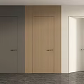 Three Different Colored Wooden Gray and White Hinged Doors in Modern Interior Design