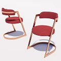 Red Modern Bar Stools With Gold Metal Frame And Curved Base 3d model