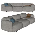 Modern Multiplayer Sofa Long Sofa Pillow Carpet 3d model