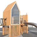 Kids Outdoor Wooden Fitness Playground With Slide Sandpit And Climbing Frame