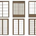 Wooden Frame Sliding Doors With Different Grid Patterns For Modern Interior