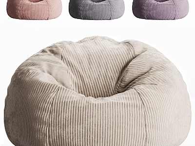 Comfortable Single Person Corduroy Bean Bag Chair with Striped Design and Multiple Color Options 3d model