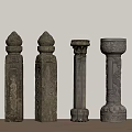 Chinese style column cloud column lotus column stone column column column stigma 3d model