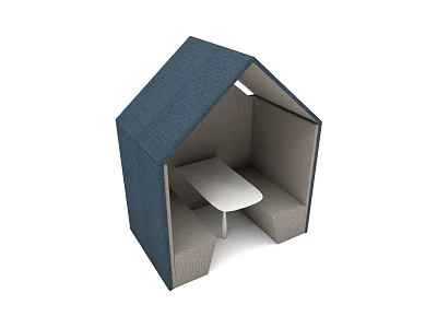 House Shaped Leisure Sofa Set With Blue And Beige Colors And Small Table 3d model