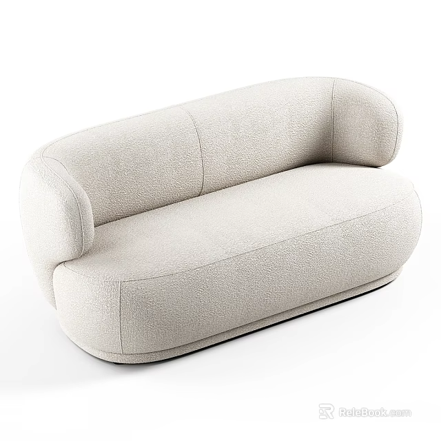 Modern Beige Fabric Sofa Set With Curved Arms And Rounded Design 3d model