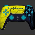 Cyberpunk Themed PlayStation Game Controller With Yellow And Blue Design 3d model