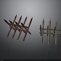 Red And Natural Colored Spiked Fence Barriers With Textured Wooden Like Structure
