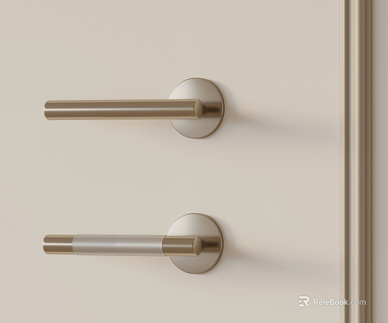 Two Modern Metal Door Handles With Sleek Bar Design For Interior Doors 3d model 