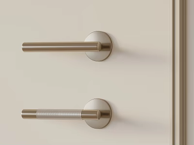 Two Modern Metal Door Handles With Sleek Bar Design For Interior Doors 3d model
