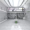 Futuristic Modern Bathroom Interior With Marble Walls Glass Partitions And Sleek Washbasin
