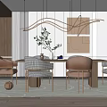 Modern Dining Table and Chair Combination 3d model