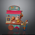 Colorful Ice Cream Cart With Pink Canopy Ice Cream Logo Orange Scoops And Cones