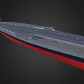 Large Aircraft Carrier With Flight Deck Island Superstructure And Red Hull 3d model