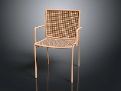 Modern Light Colored Furniture Chair With Woven Back Seat And Armrest Frame 3d model