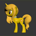 Yellow Cartoon Pony Toy With Long Hair Horn And Shiny Reflection